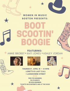 Women In Music Boston presents, Boot Scootin' Boogie