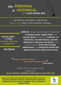 Online Creative Writing Workshop, hosted by Writers Without Margins, Inc