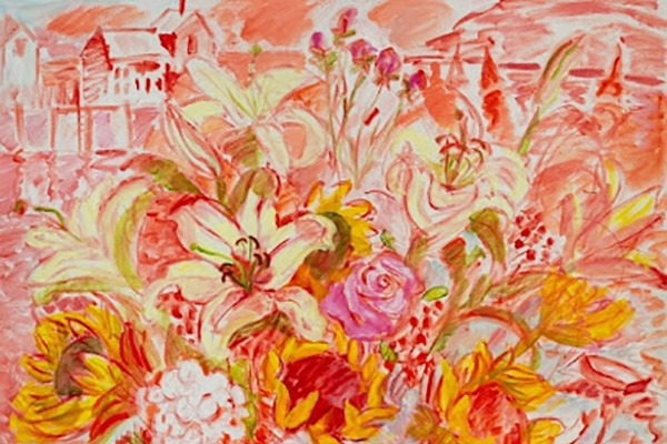 Vibrant contemporary work by Judi Rotenberg, well-known Cape Ann painter and gallery owner